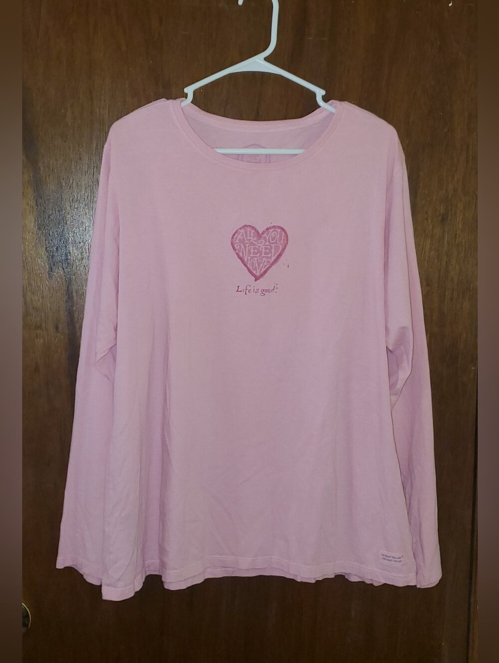 Life Is Good Long-Sleeve Pink Top T Shirt Sz Xxl